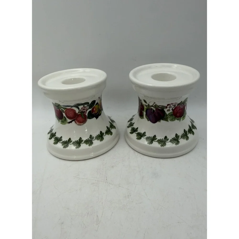 Pair Vintage Portmeirion Pomona Ceramic Candle Holders 3